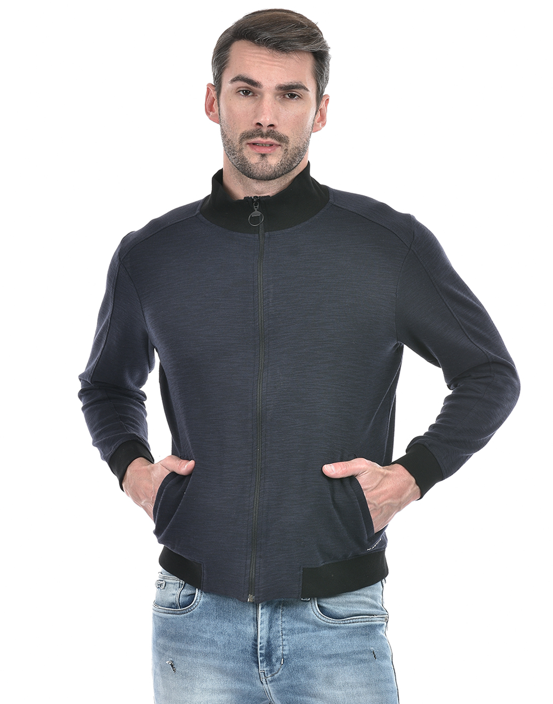 Numero Uno Men Solid Dark Blue Sweat Shirt